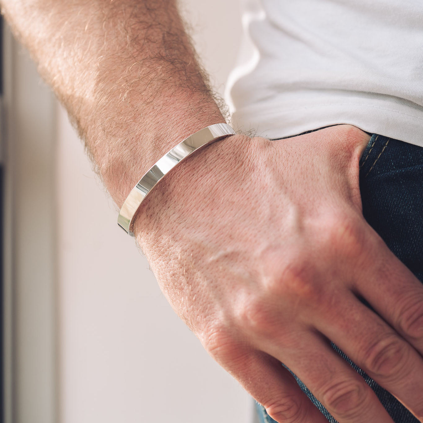 Men's Silver Cuff Bracelet | Chunky Plain