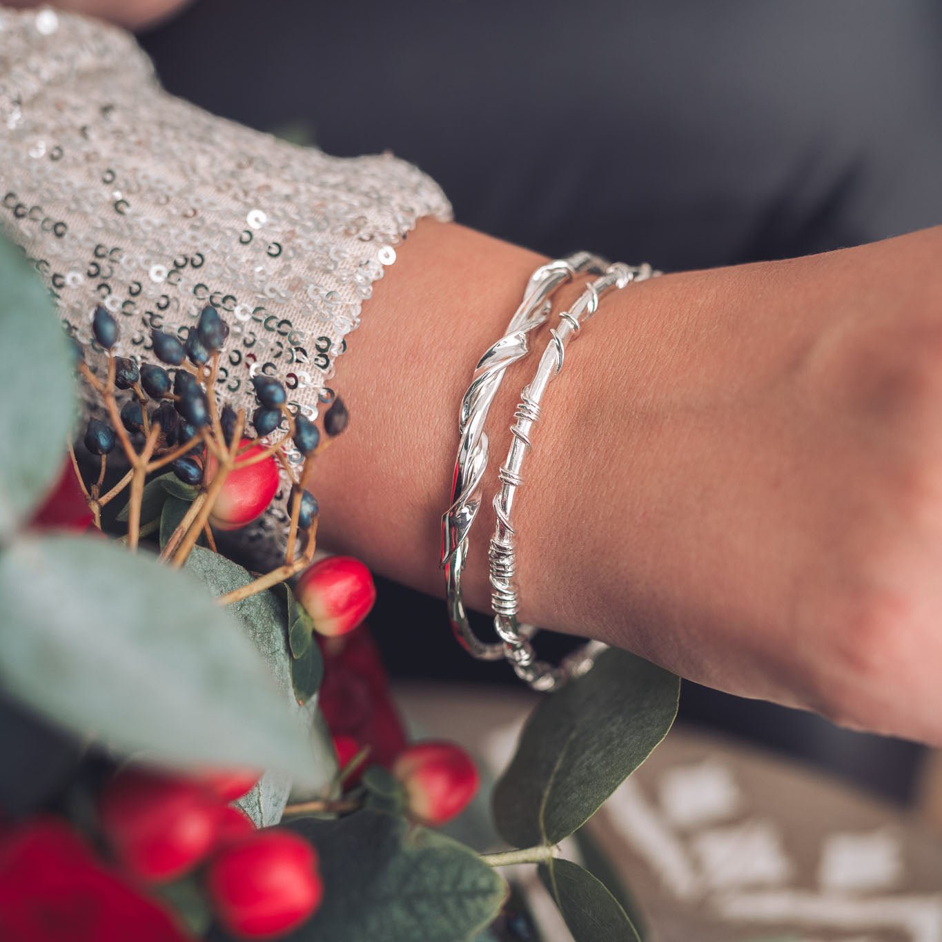 Twisted Sterling Silver Bangle | Ribbon Silver Bangle