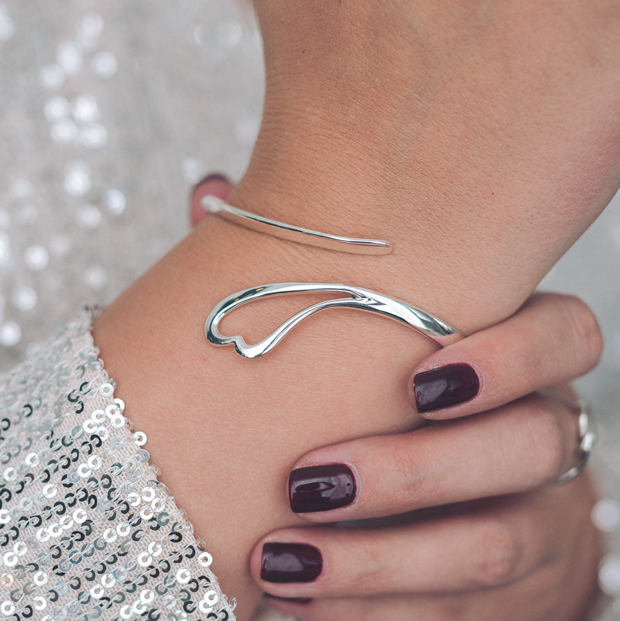 Zoe Silver Heart Bangle