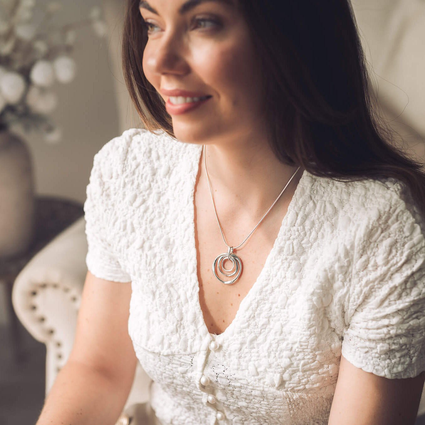 Melanie Silver Circle Pendant Necklace - Handmade Jewellery