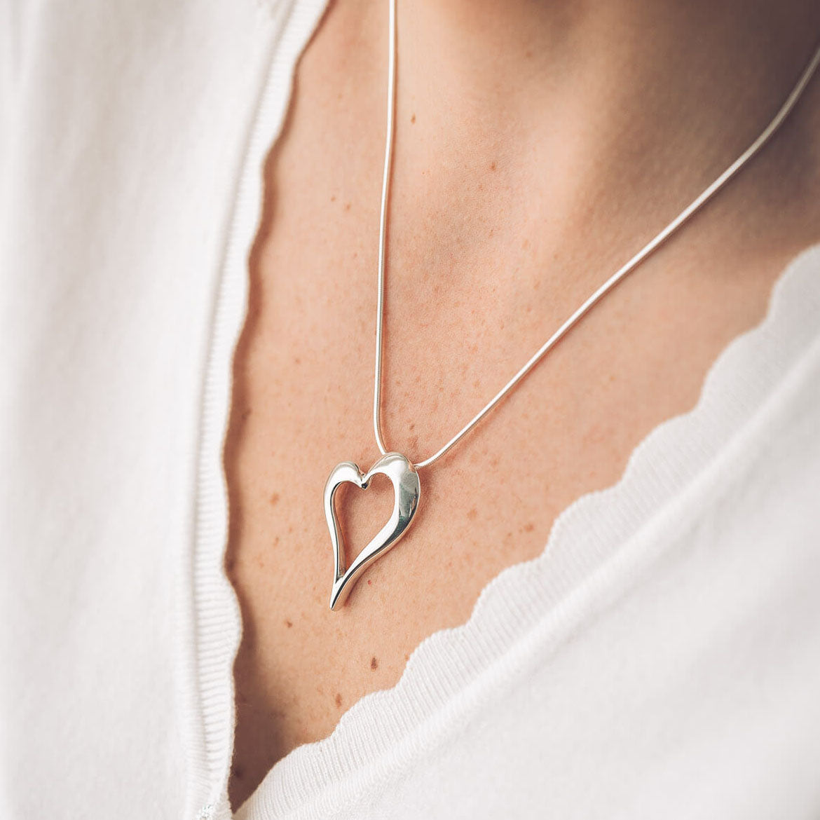 Heather Silver Heart Pendant Necklace