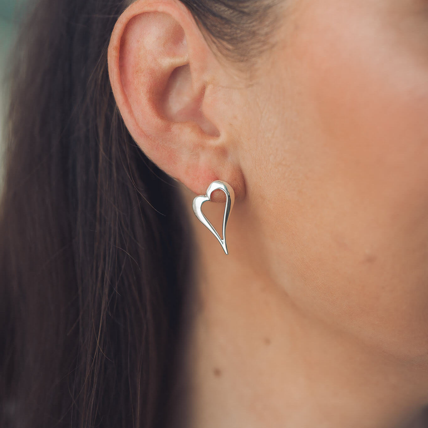 Heather Silver Heart Necklace & Earring Set