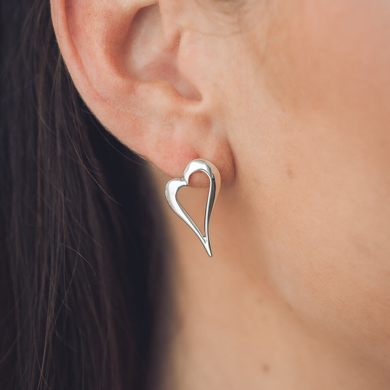 Heather Silver Heart Earrings