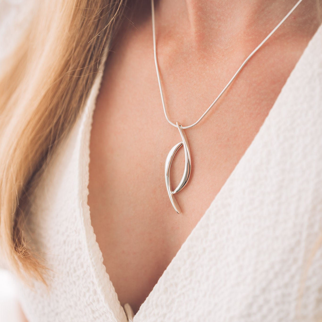 Olive Silver Necklace and Earring Set - Handmade Jewellery