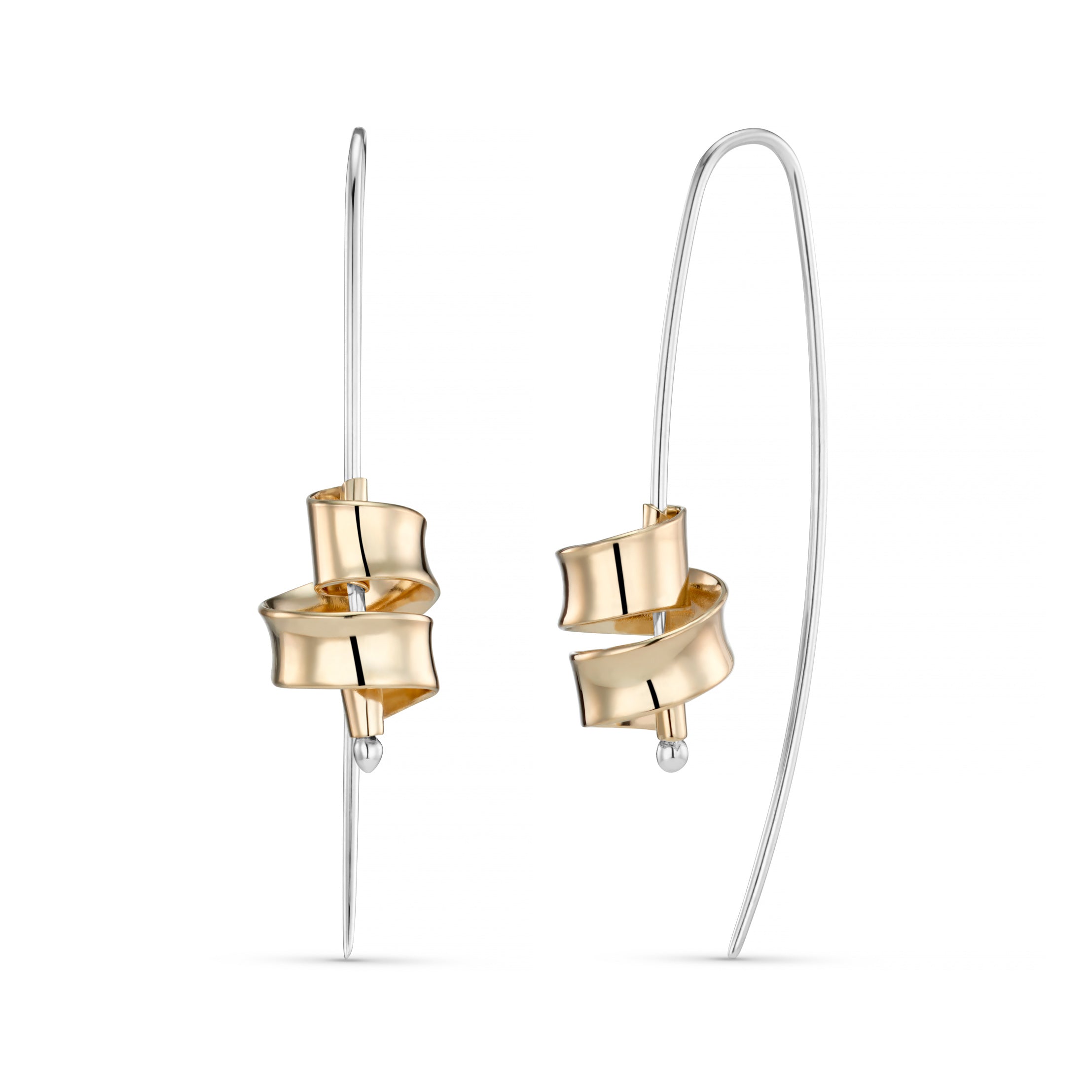 Sarah Ribbon 9ct Gold Drop Earrings