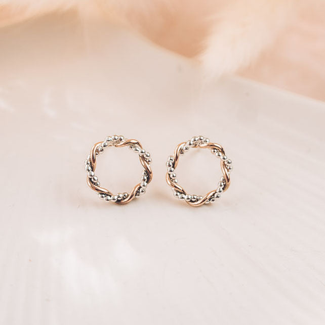 9ct Rose Gold and Silver Bramble Studs