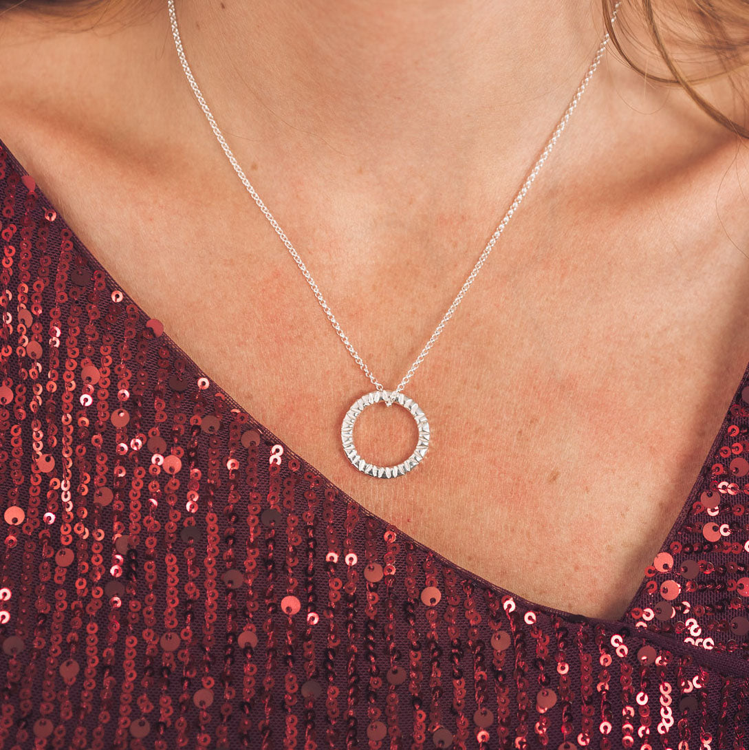 Elena Silver Circle Pendant Necklace