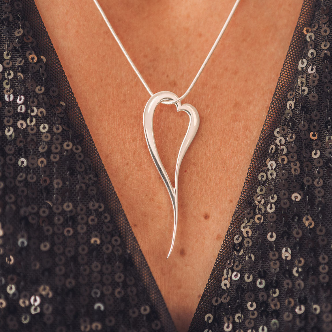 Zoe Silver Heart Pendant Necklace