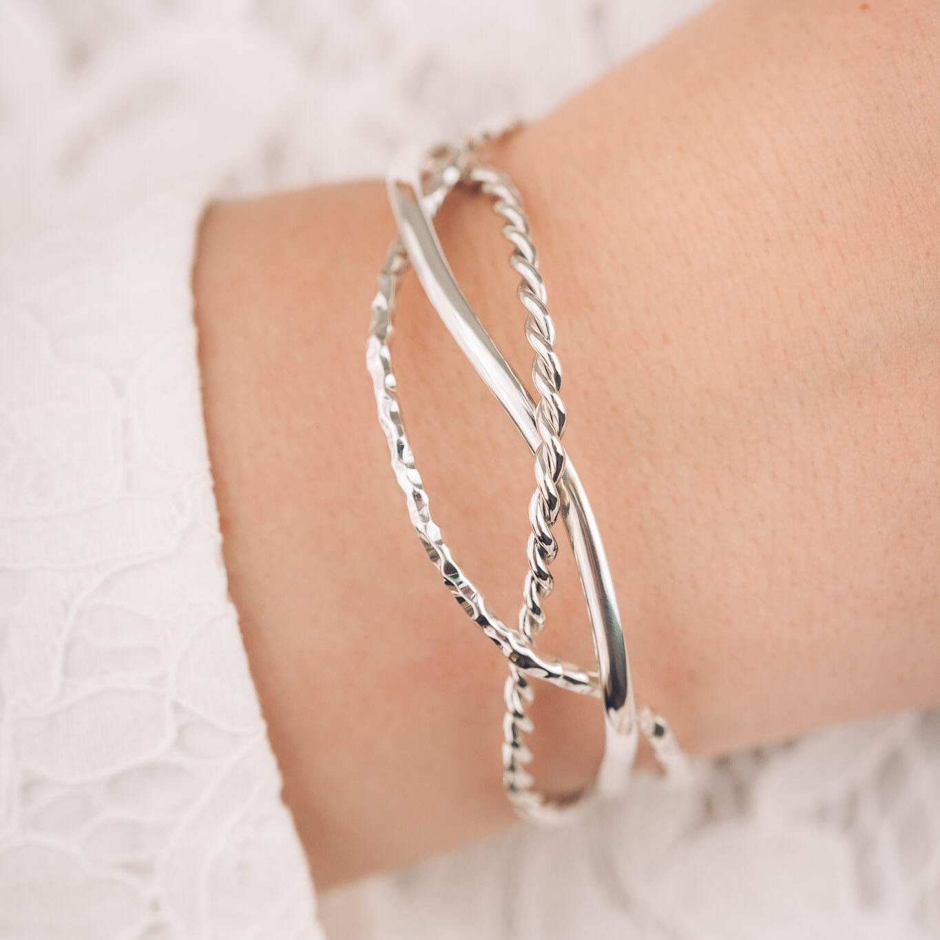 Ameline Silver Cuff Bangle - Bangles