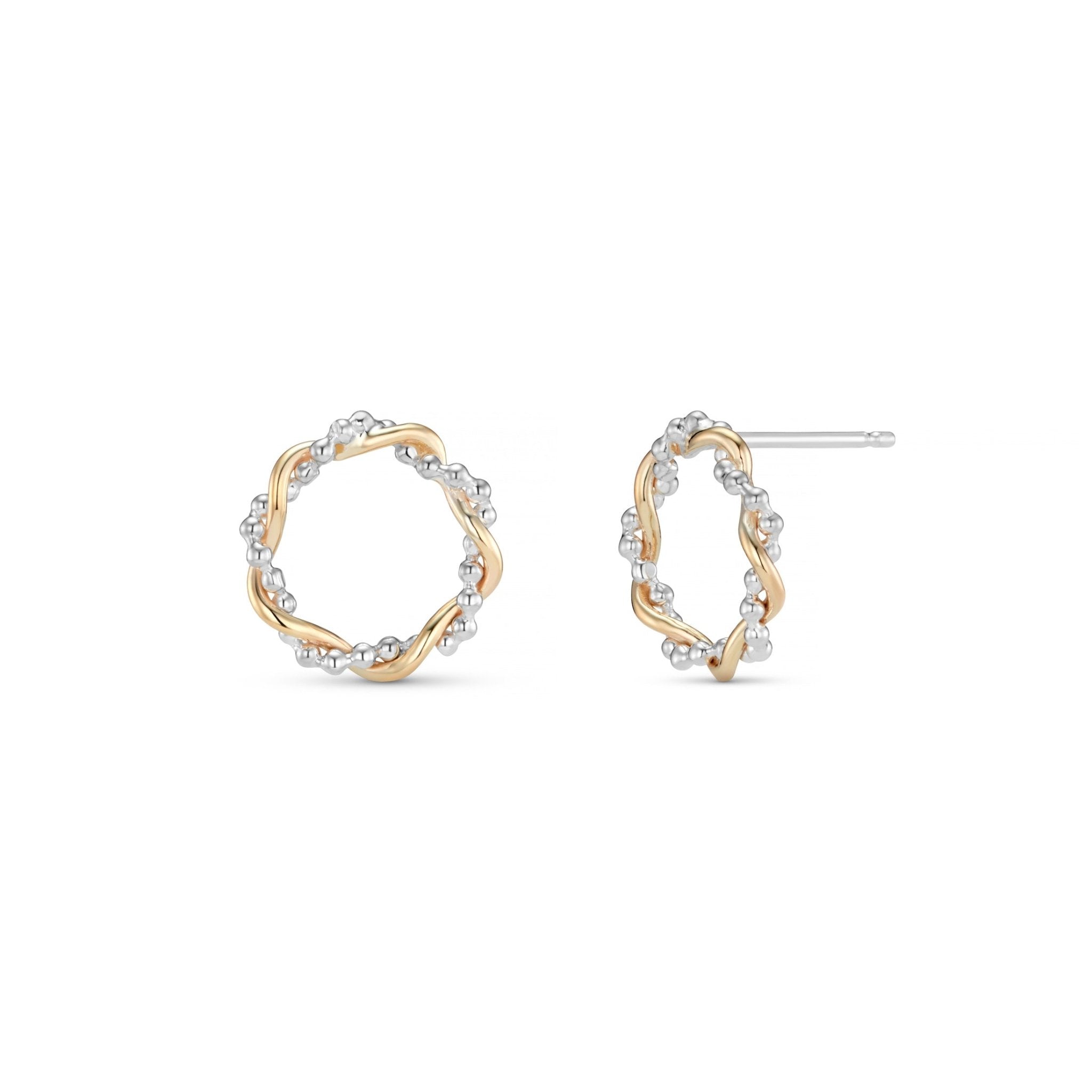 Bramble 9ct Gold and Silver Stud Earrings - Earrings