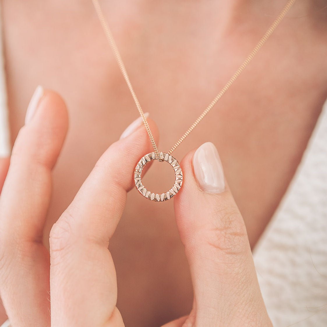 Elena 9ct Rose Gold Circle Pendant Necklace - Pendants