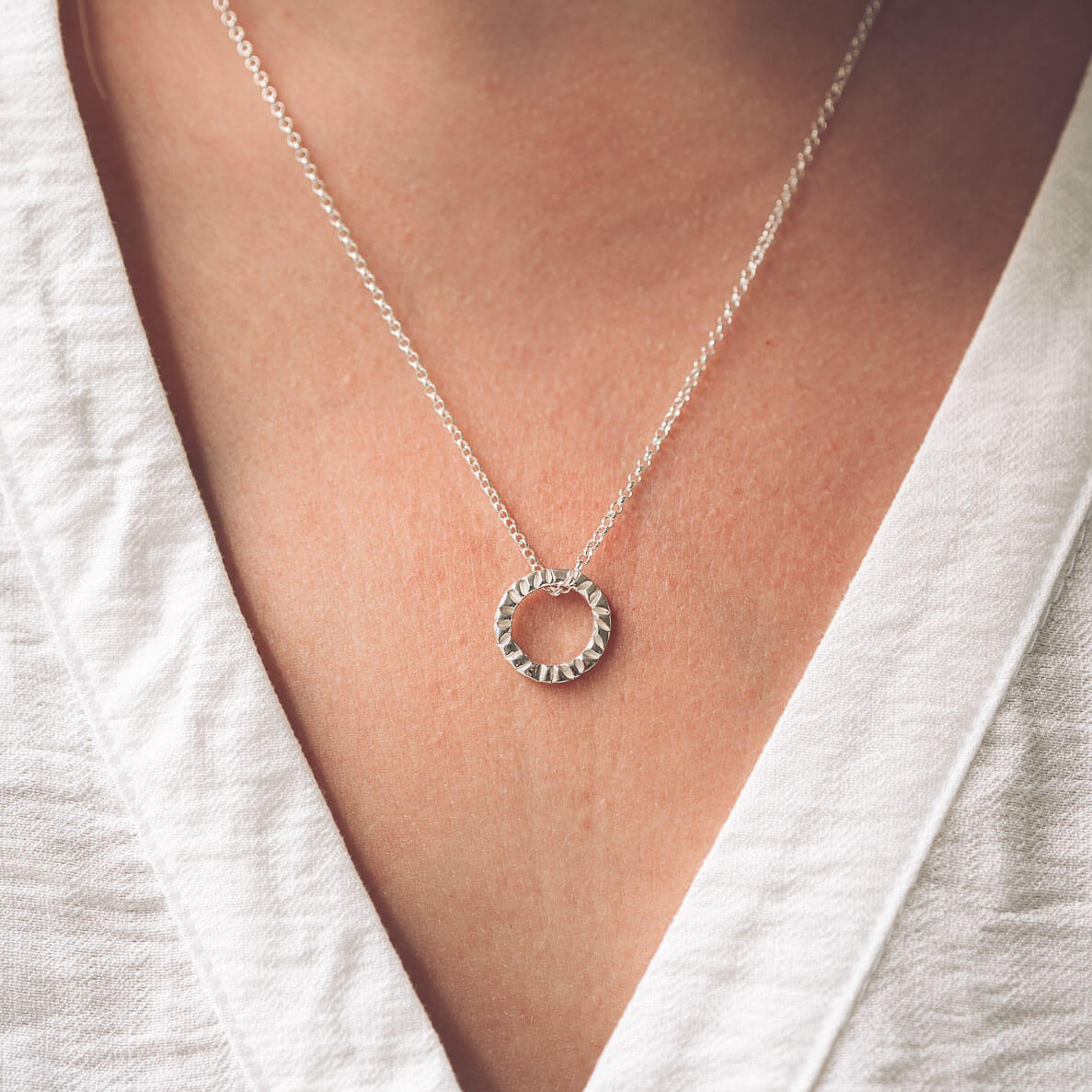 Elena Silver Circle Pendant Necklace - Pendants