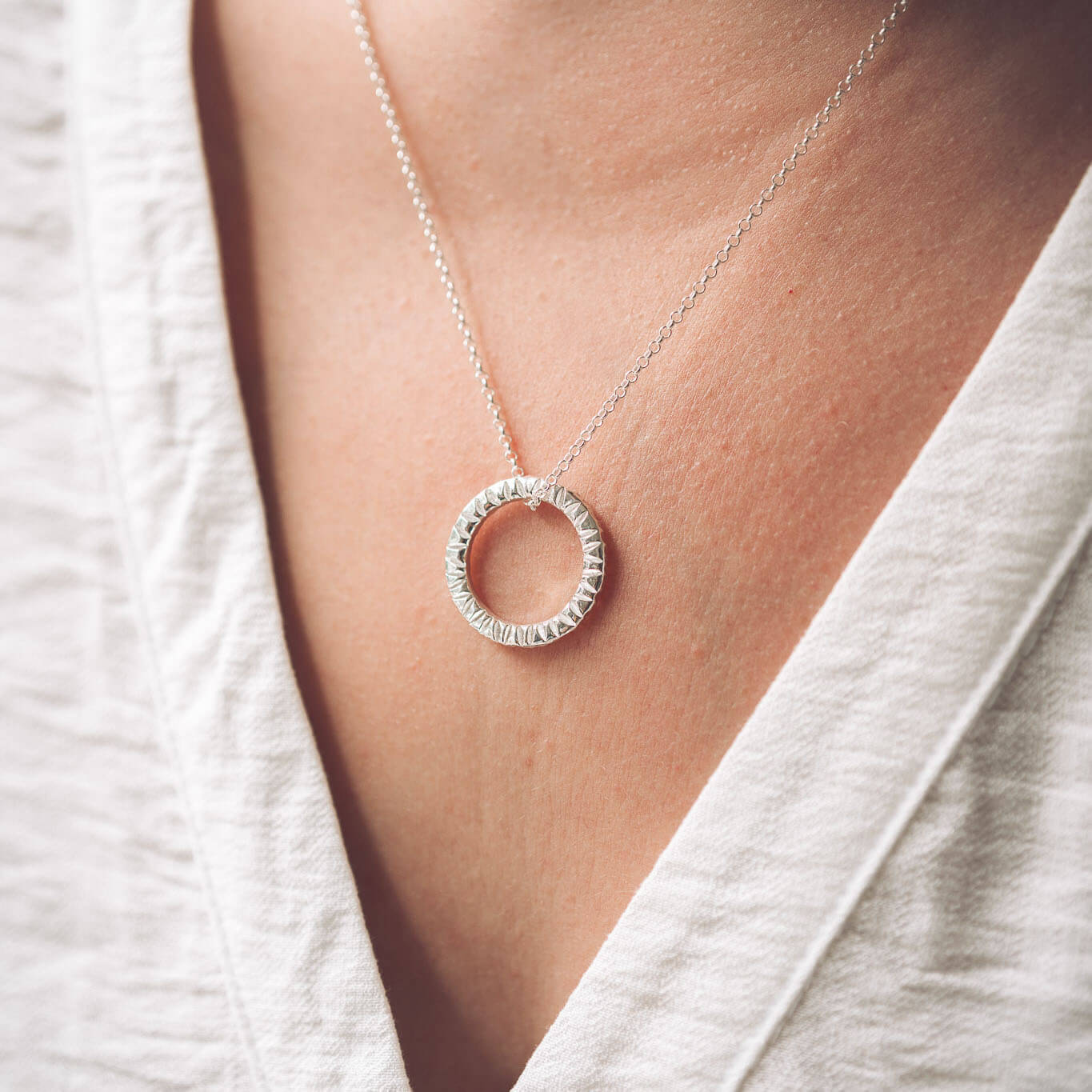 Elena Silver Circle Pendant Necklace - Pendants