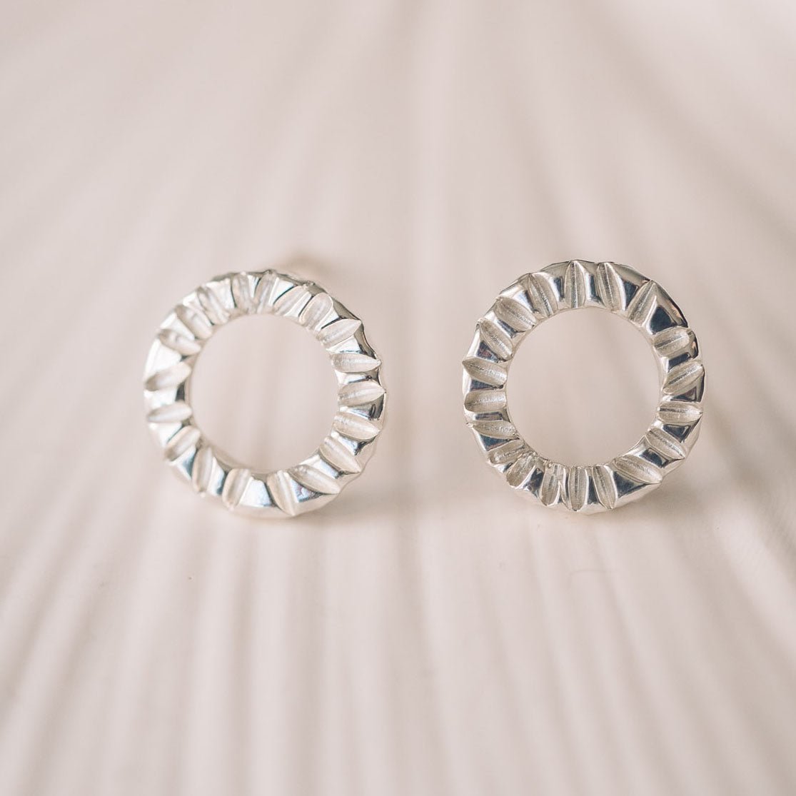 Elena Silver Circle Stud Earrings - Earrings