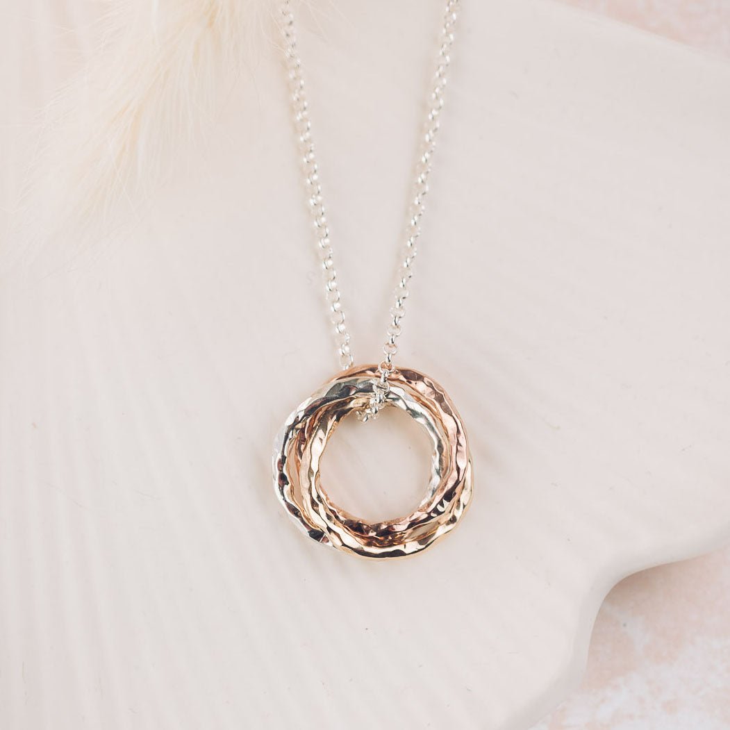 Fairy 9ct Mixed Gold Circle Pendant Necklace - Pendants