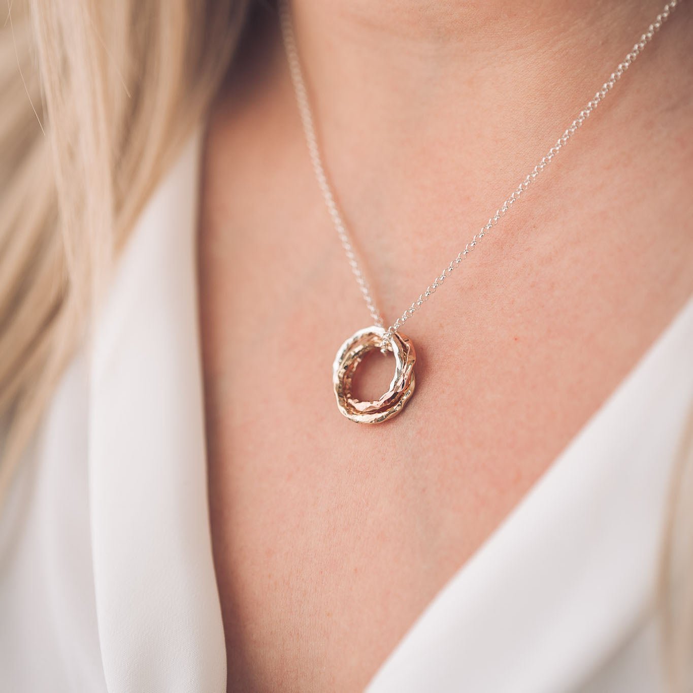 Fairy 9ct Mixed Gold Circle Pendant Necklace - Pendants