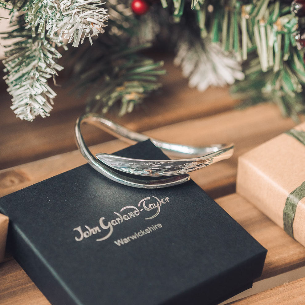 Sterling silver hammered bangle