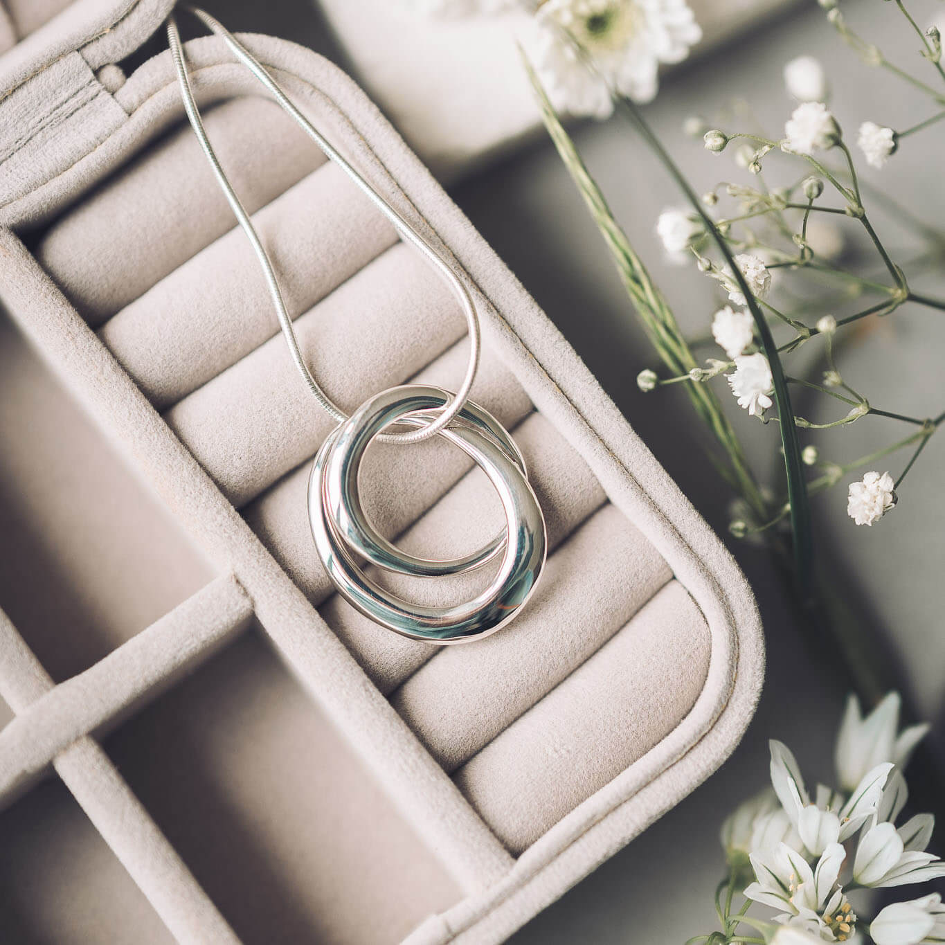 Lily Silver Oval Pendant Necklace - Handmade Jewellery