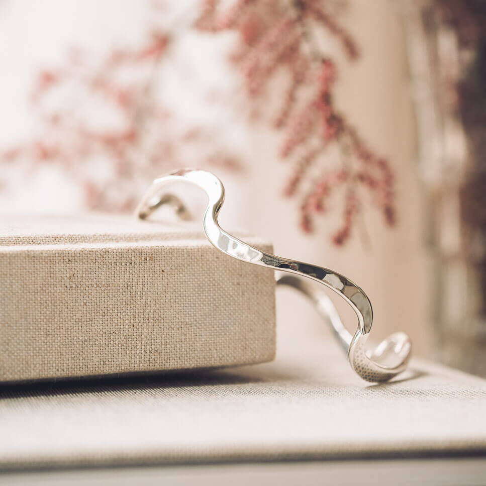 handmade silver wave bangle