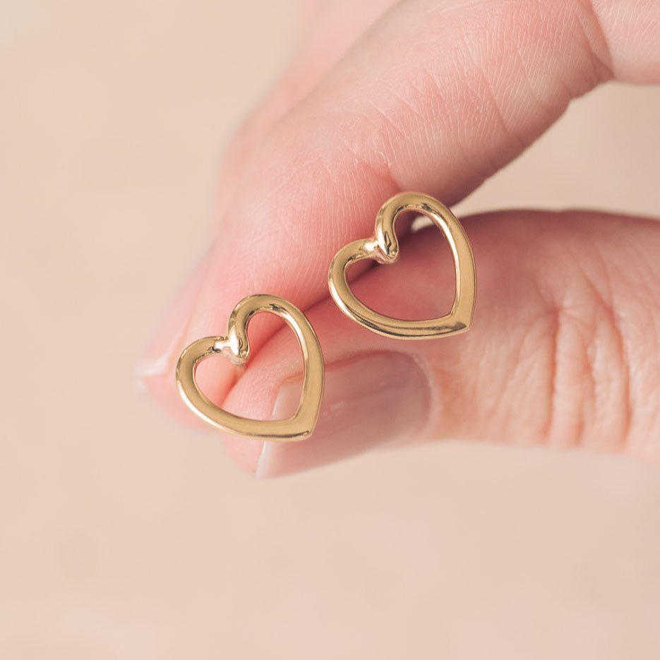Hannah 9ct Gold Heart Stud Earrings - Earrings
