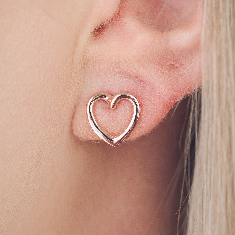 Hannah 9ct Rose Gold Heart Stud Earrings - Earrings