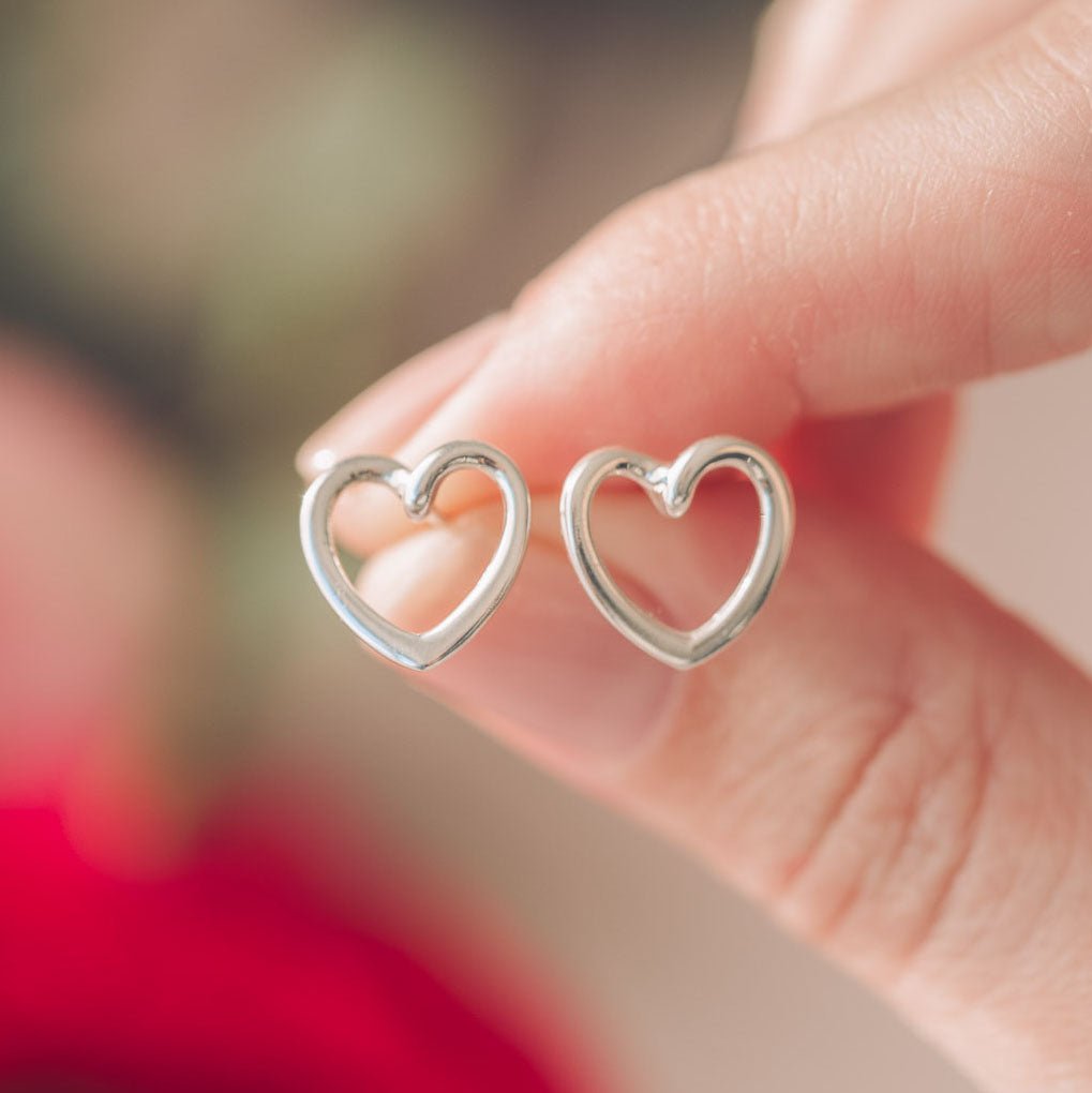 Hannah Heart Silver Stud Earrings - Earrings