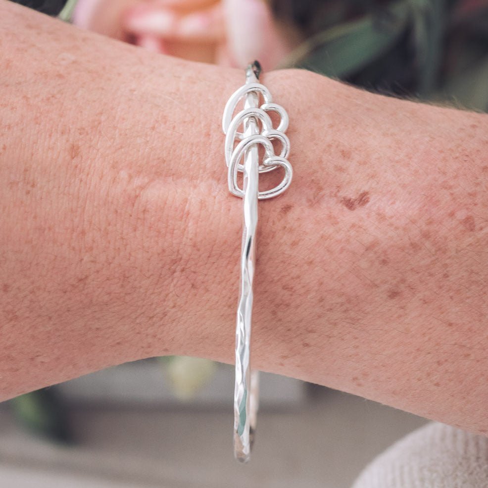 Hannah Silver Heart Bangle - Bangles