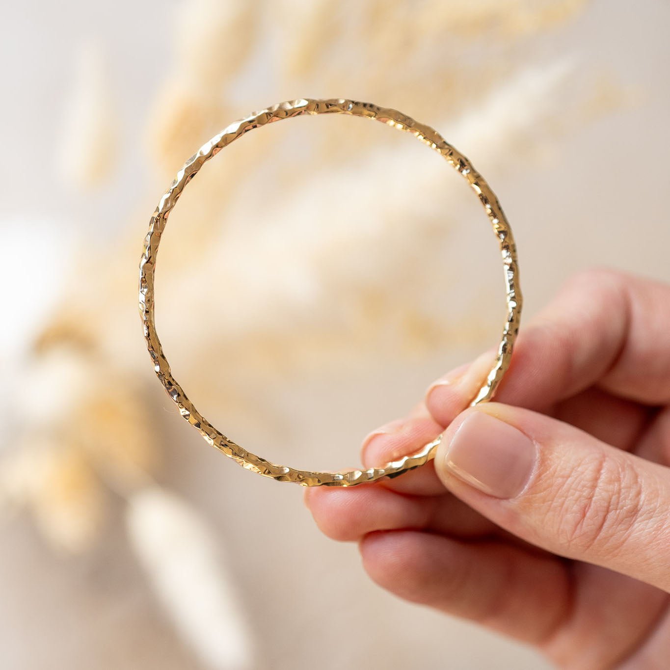 Heavy Chopped 9ct Gold Bangle - Bangles