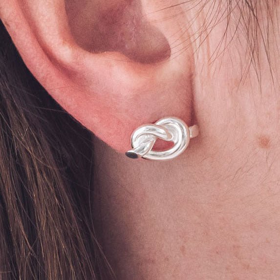 Knot Silver Stud Earrings - Earrings