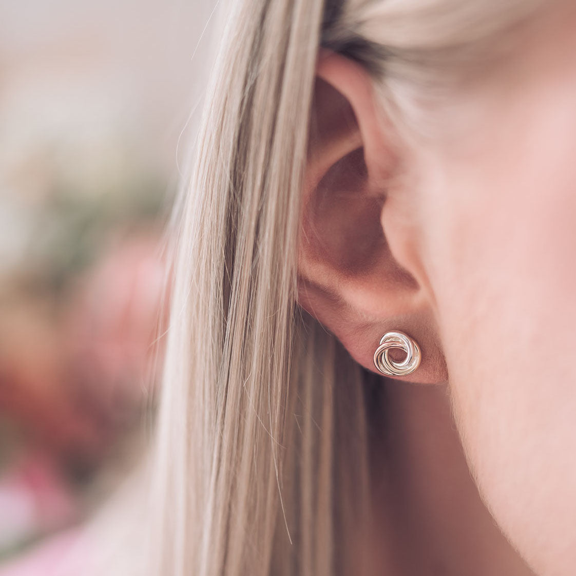knot stud earrings mixed metal