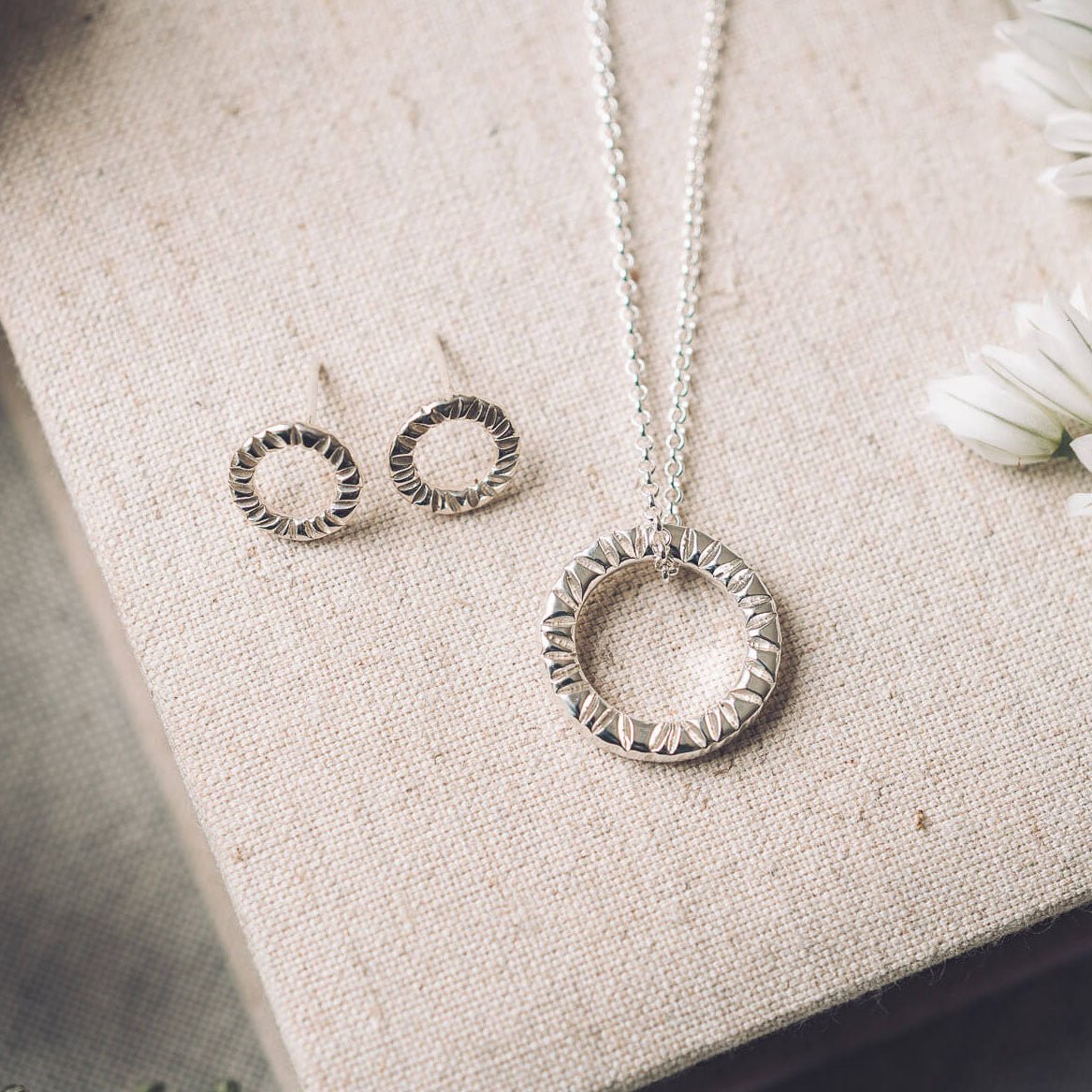 Elena Silver Circle Pendant Necklace - Handmade Jewellery
