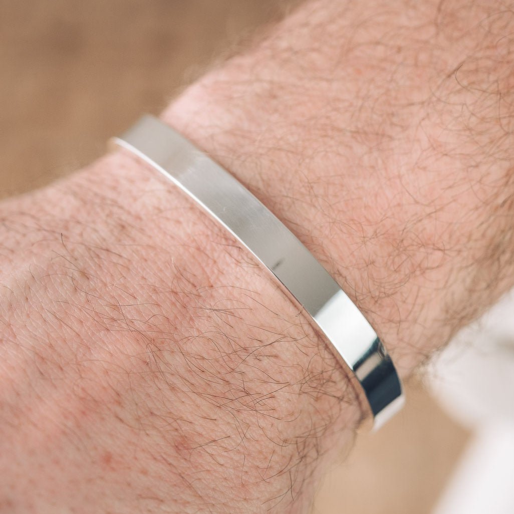 Men's Silver Cuff Bracelet | Chunky Plain - Men's Cuff Bracelet