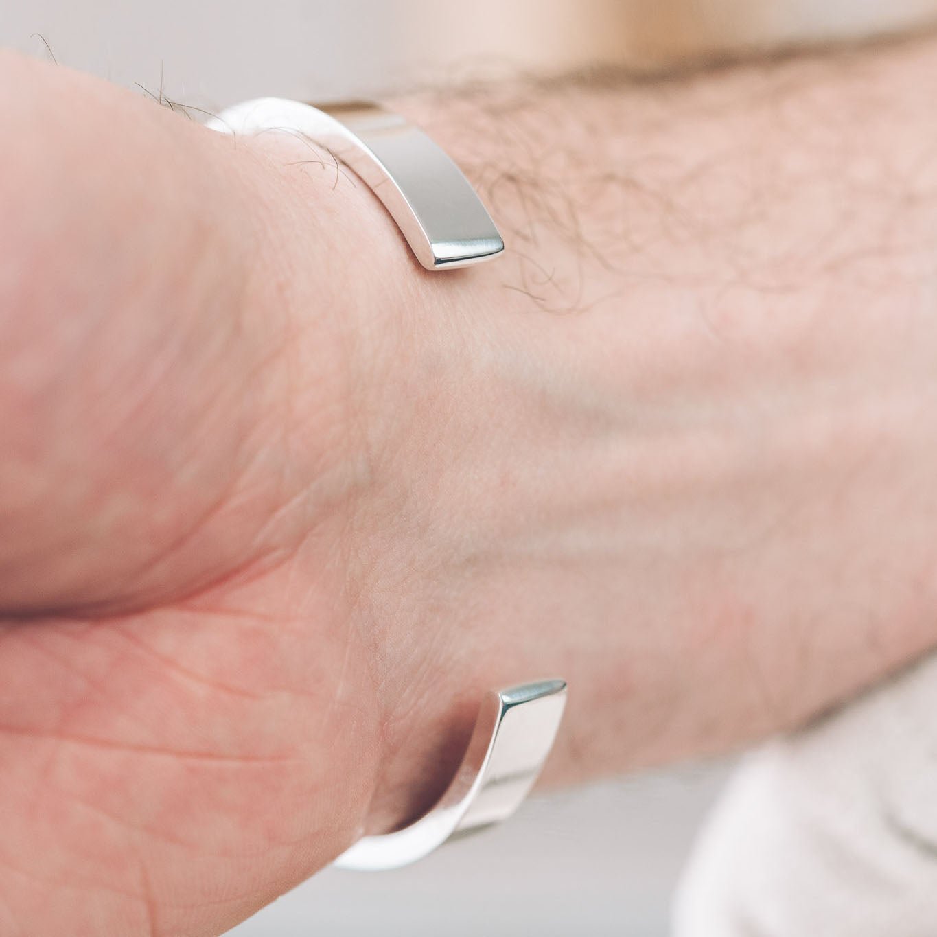 Men's Silver Cuff Bracelet | Chunky Plain - Men's Cuff Bracelet