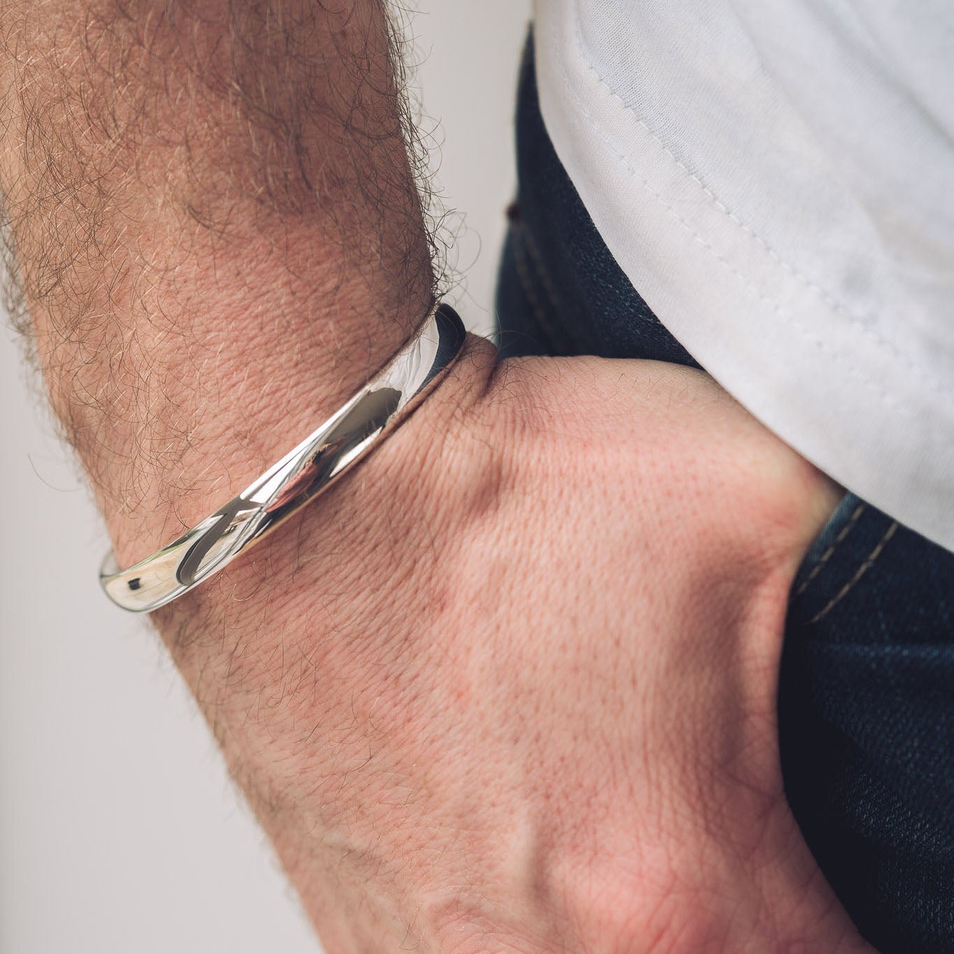 Men's Silver Cuff Bracelet | Heavy Oval - Men's Cuff Bracelet