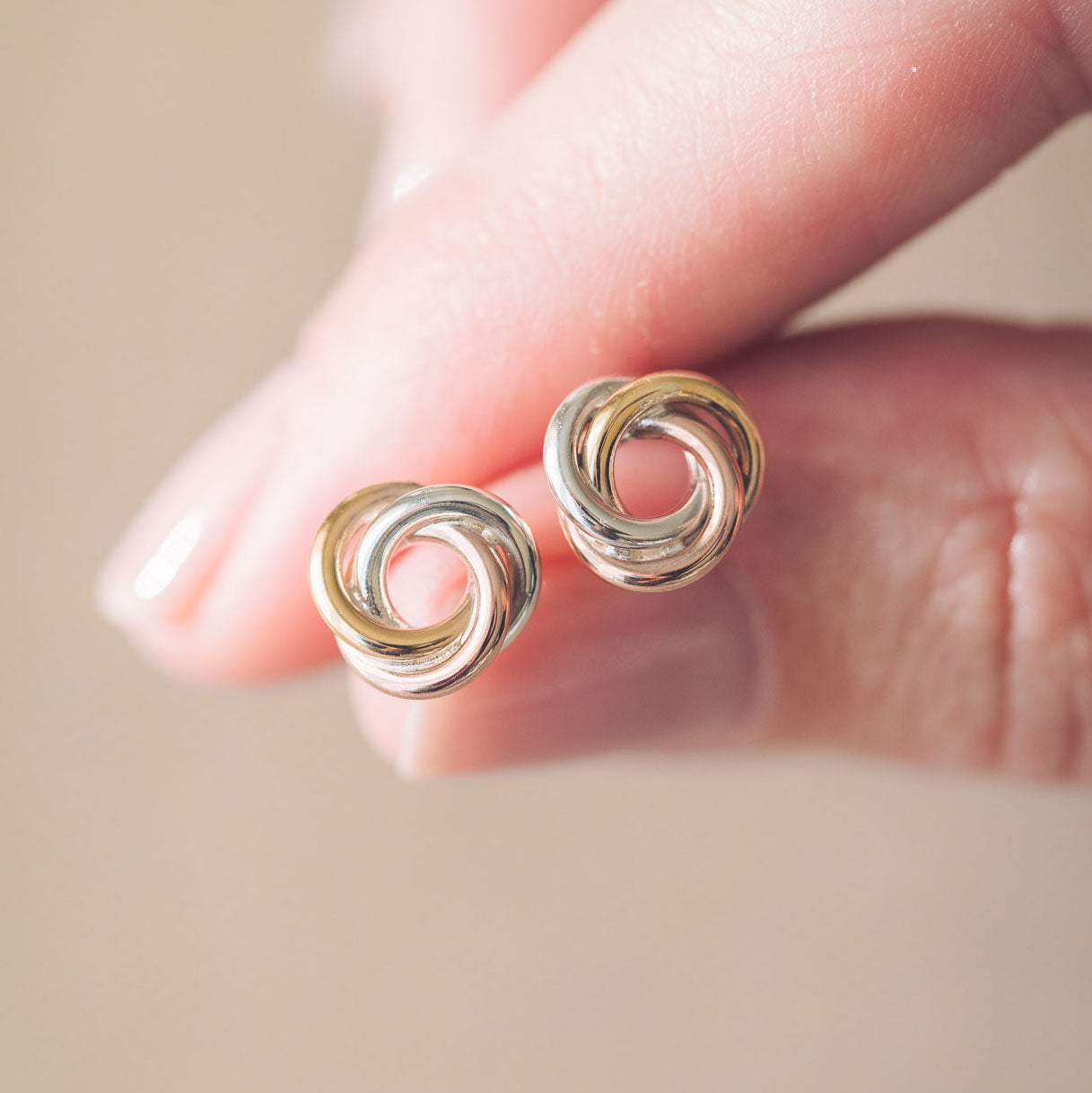 mixed metal stud earrings