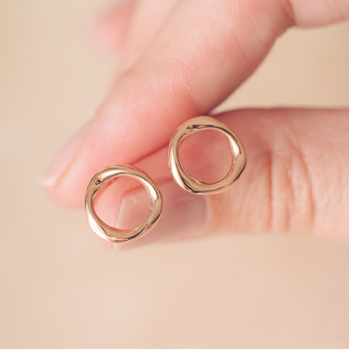 Molly 9ct Rose Gold Circle Stud Earrings - Earrings