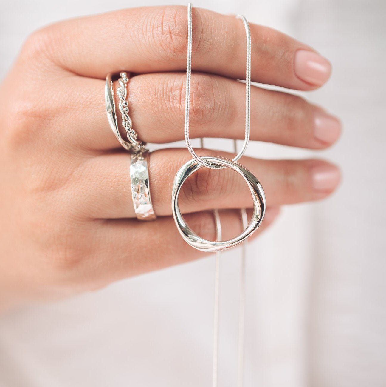 Molly Silver Circle Pendant Necklace - Pendants