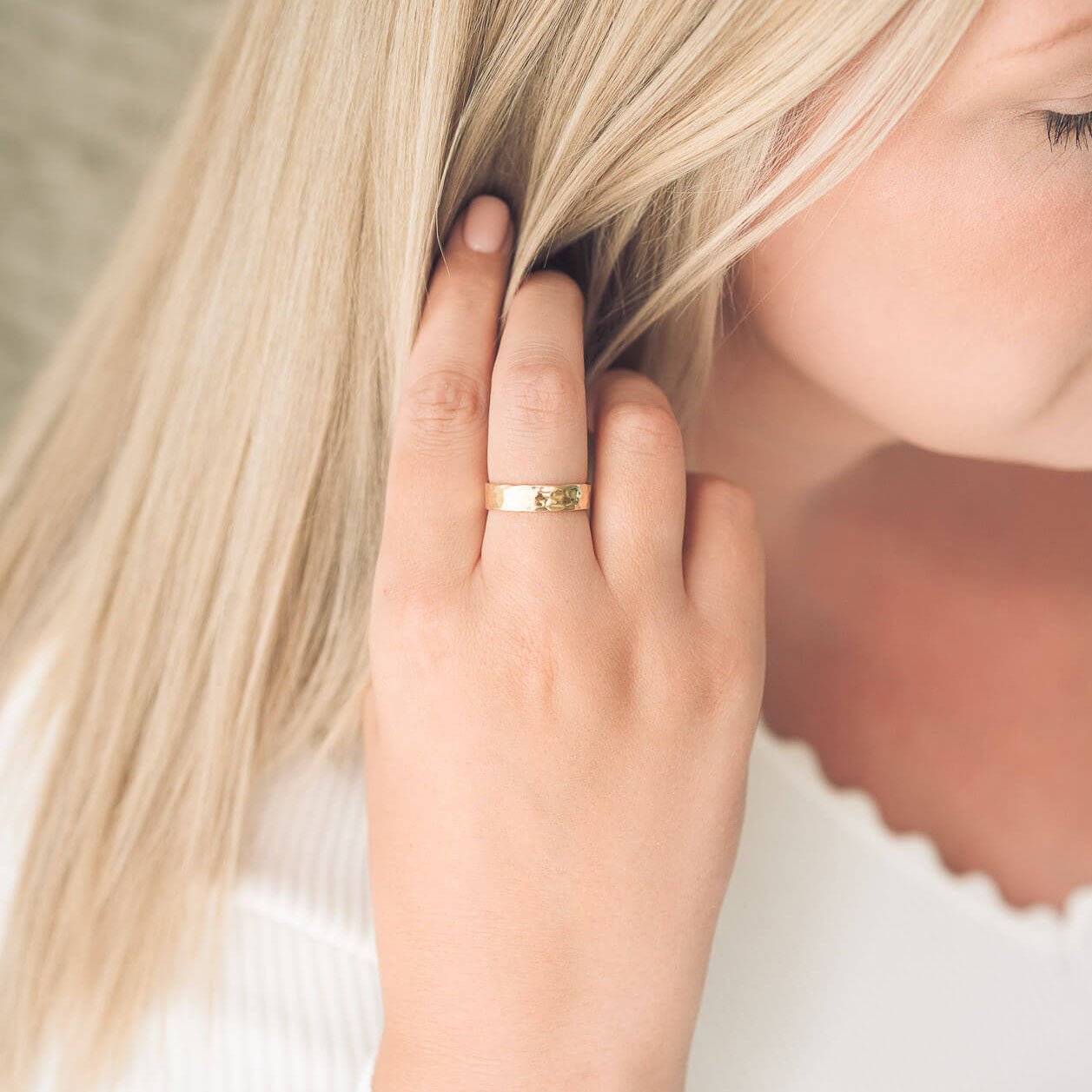 Nicole Hammered 9ct Gold Ring - Rings