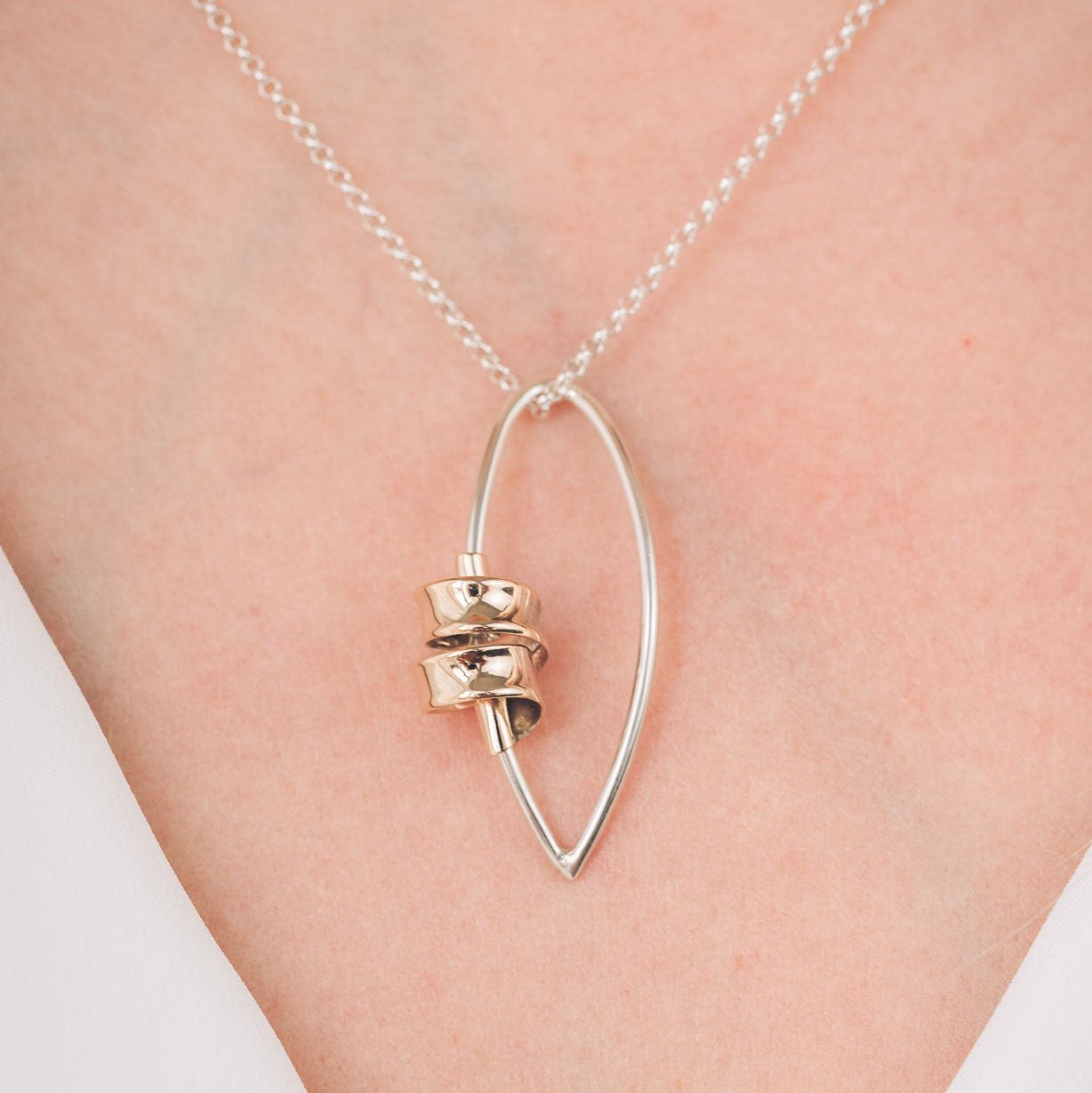 Sarah 9ct Gold Ribbon Marquise Pendant Necklace - Pendants