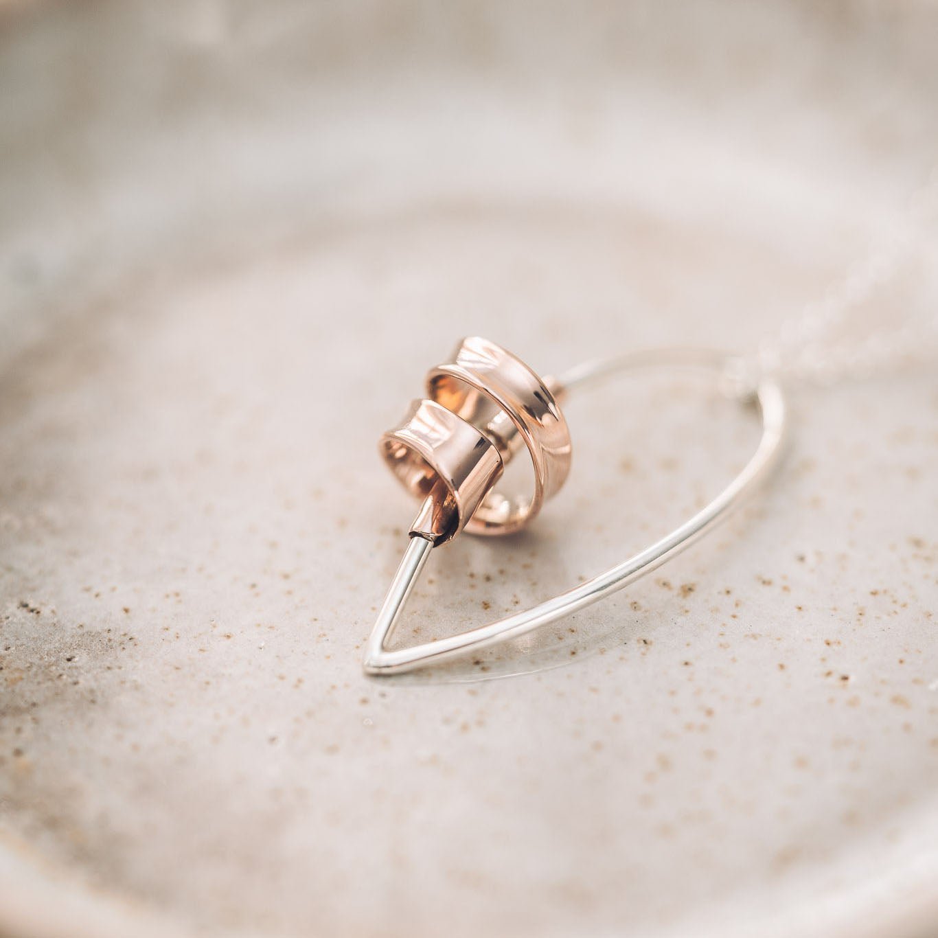 Sarah 9ct Rose Gold Ribbon Marquise Pendant Necklace - Pendants