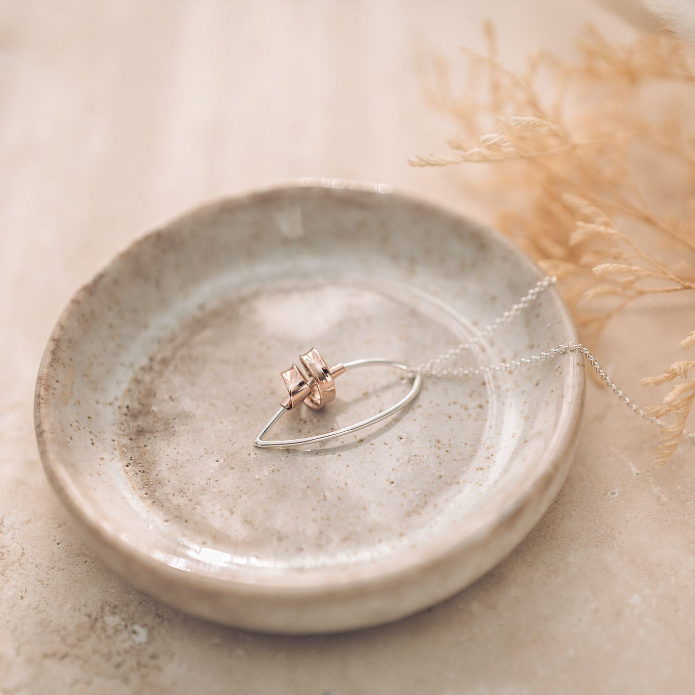 Sarah 9ct Rose Gold Ribbon Marquise Pendant Necklace - Pendants