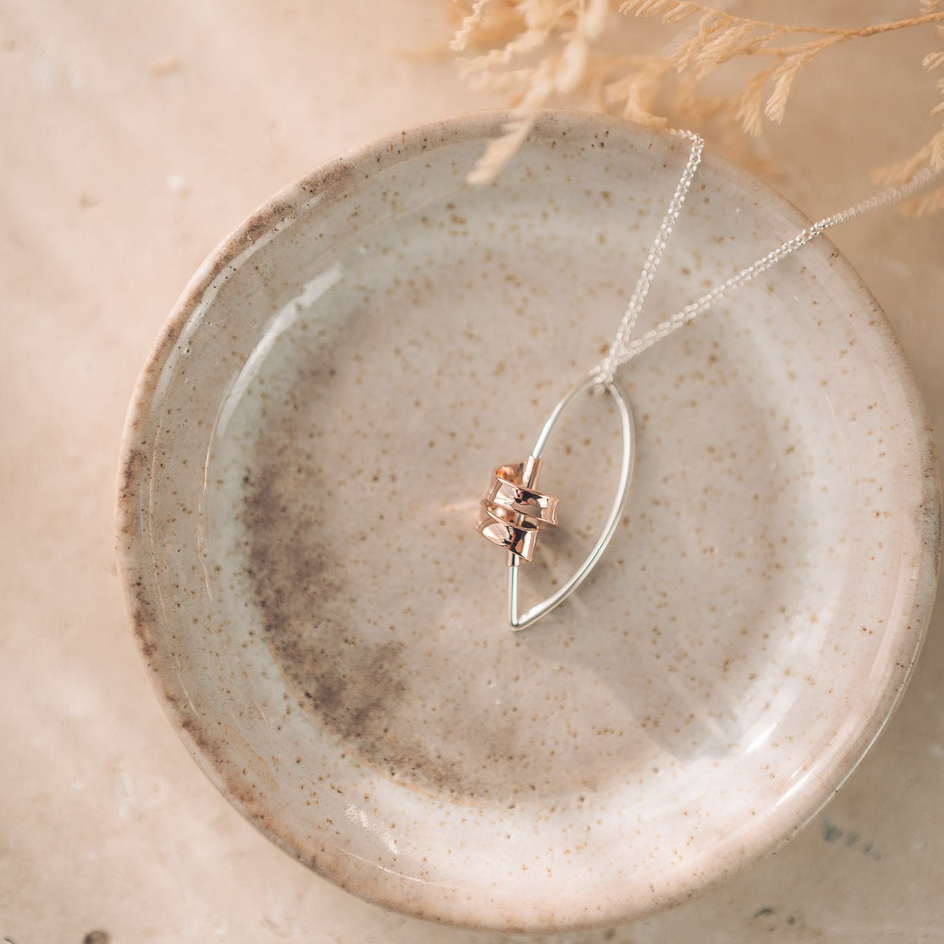 Sarah 9ct Rose Gold Ribbon Marquise Pendant Necklace - Pendants