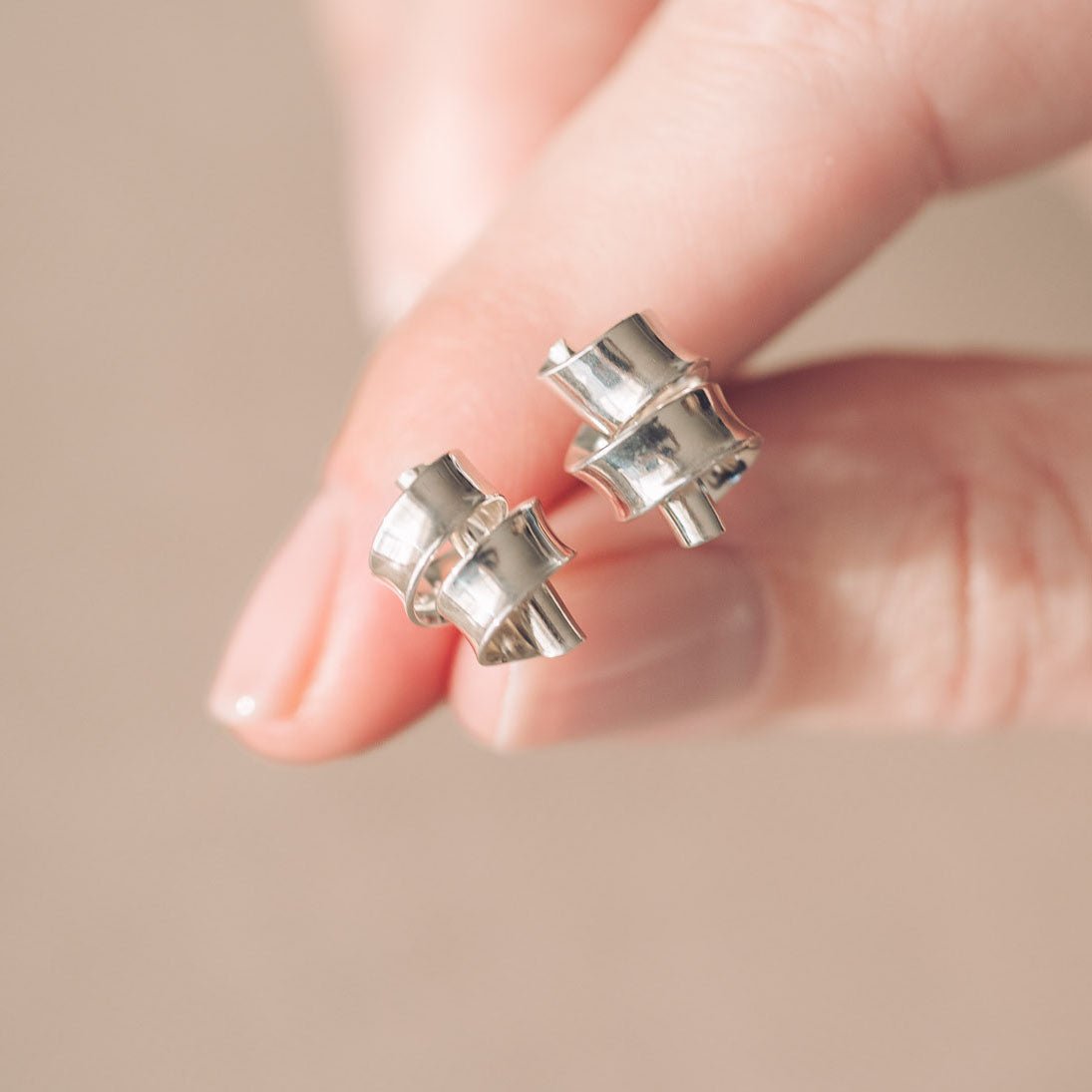 Sarah Ribbon Silver Stud Earrings - Earrings