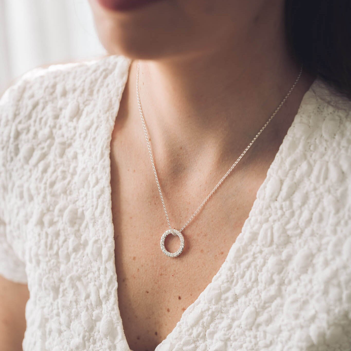 Elena Silver Circle Pendant Necklace - Handmade Jewellery