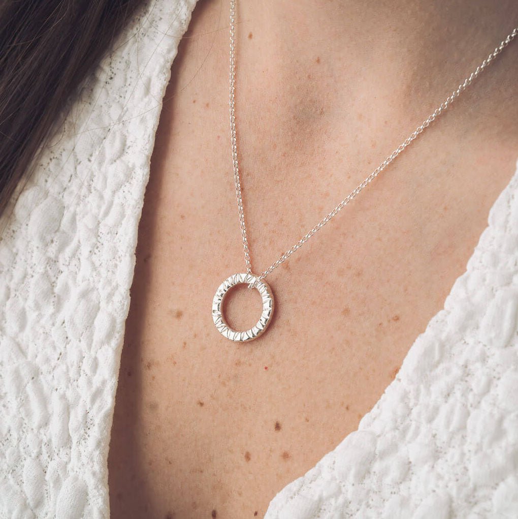 Elena Silver Circle Pendant Necklace - Handmade Jewellery
