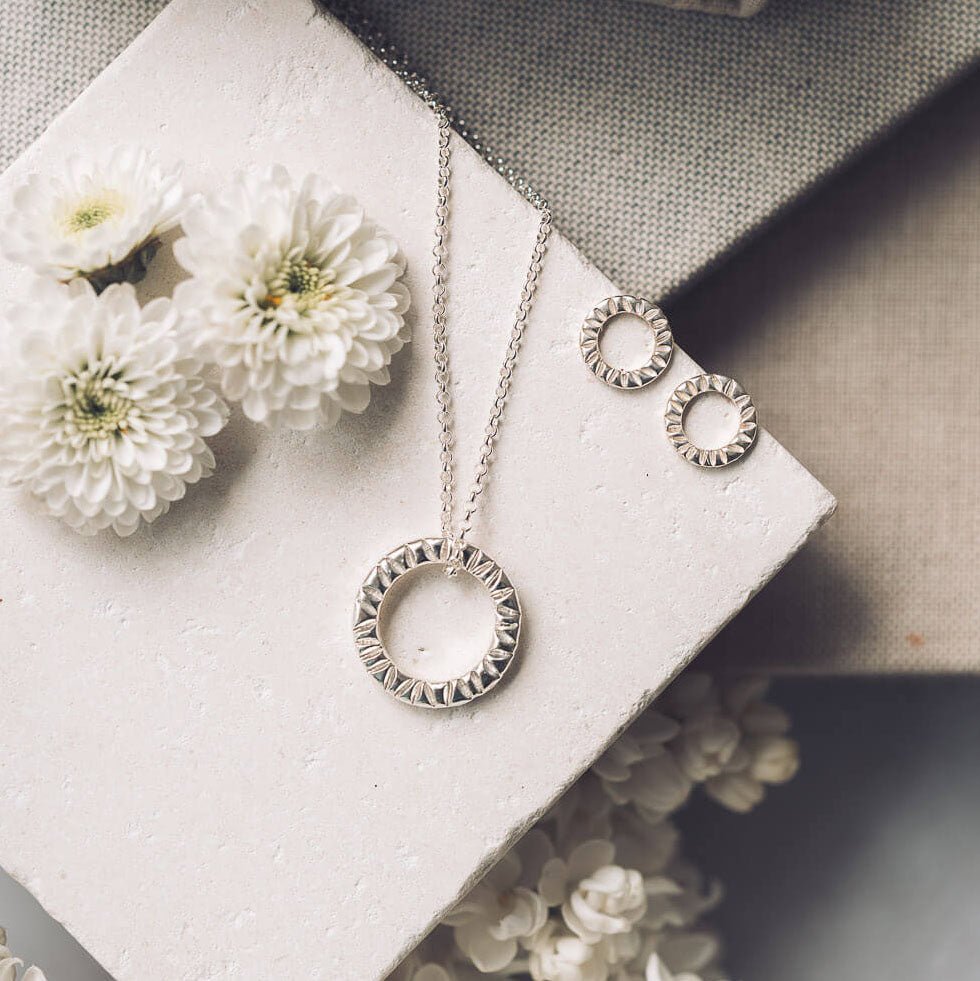 Elena Silver Circle Stud Earrings - Handmade Jewellery