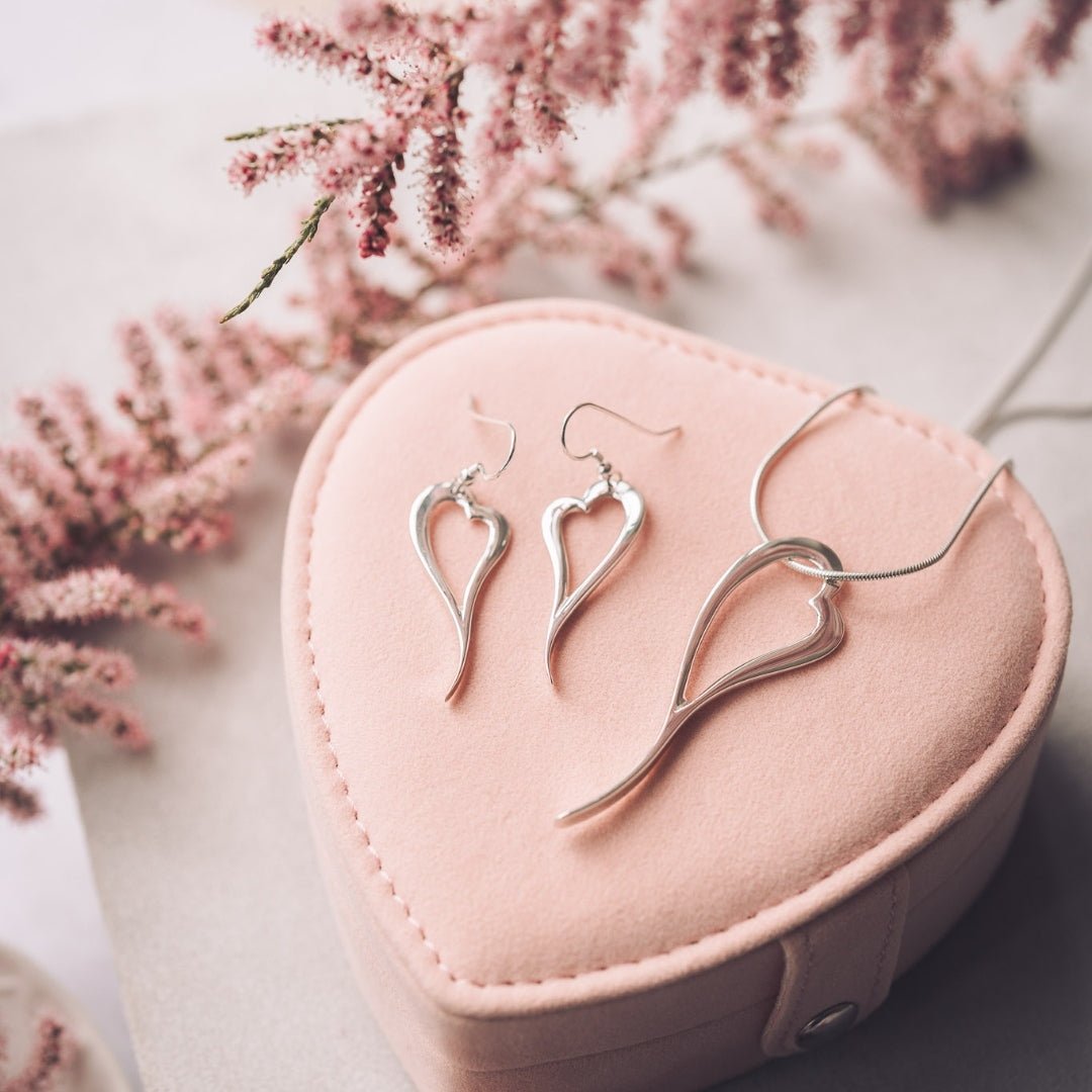 Zoe Heart Necklace and Earring Set - Handmade Jewellery