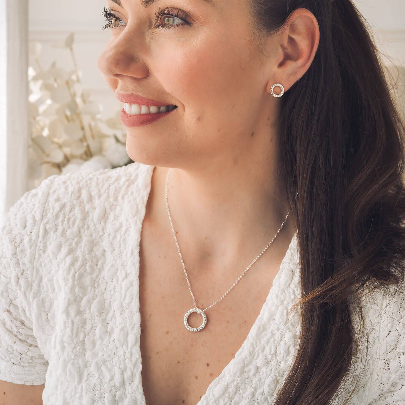 Elena Silver Circle Pendant Necklace - Handmade Jewellery