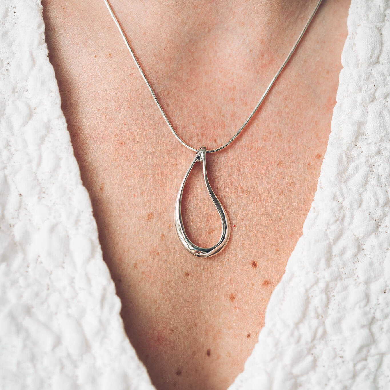 April Silver Teardrop Necklace - Handmade Jewellery