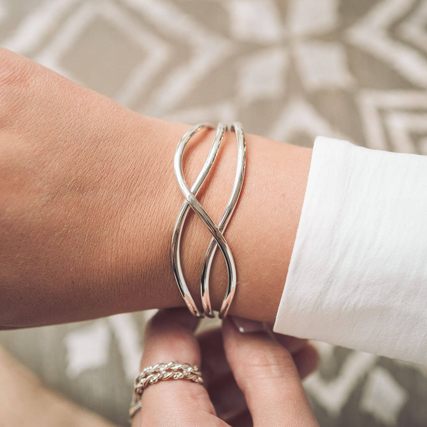 Willow Silver Cuff Bangle - Handmade Jewellery